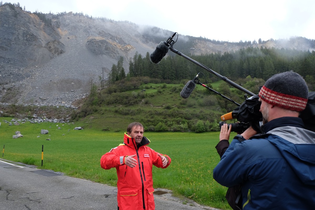 Brienz in Graubünden ein Tag vor der Evakuierung wegen Bergsturz, 11. Mai 2023