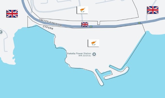 kürzeste Grenzen der Welt Zypern Grossbritannien Dhekelia Power Station