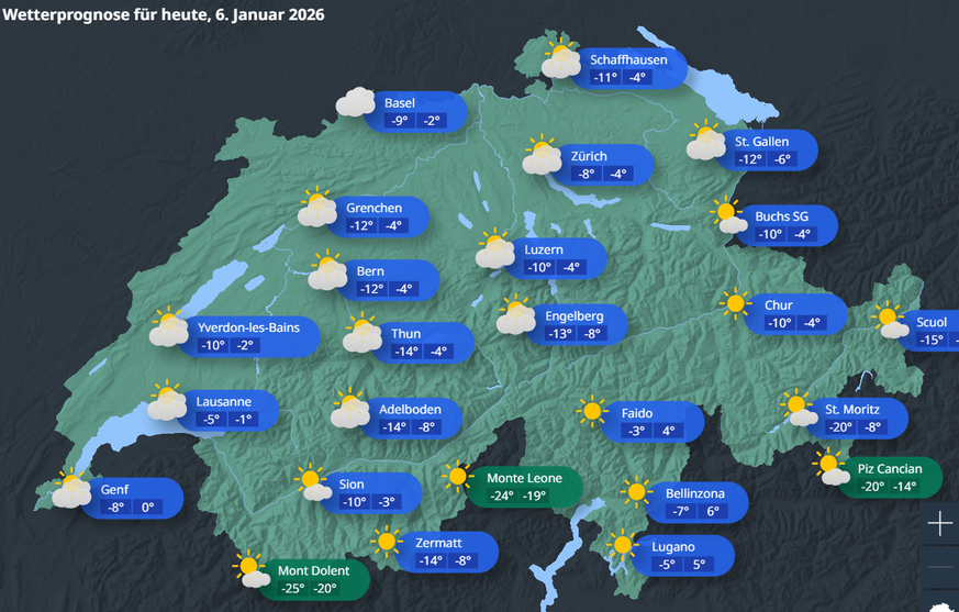 wetter schweiz 6.1.26