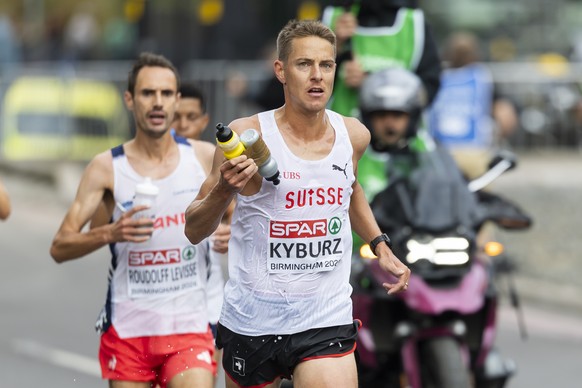 epa13173320 Matthias Kyburz of Switzerland competes in the Men's Marathon at the European Athletics Championships Birmingham 2026 in Birmingham, Britain, 16 August 2026. EPA/CYRIL ZINGARO