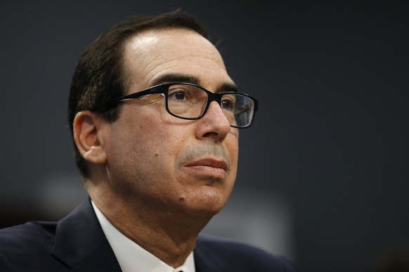 Treasury Secretary Steven Mnuchin testifies before a House Appropriations subcommittee hearing, Tuesday, April 9, 2019, on Capitol Hill in Washington. Mnuchin said Tuesday that his department intends  ...