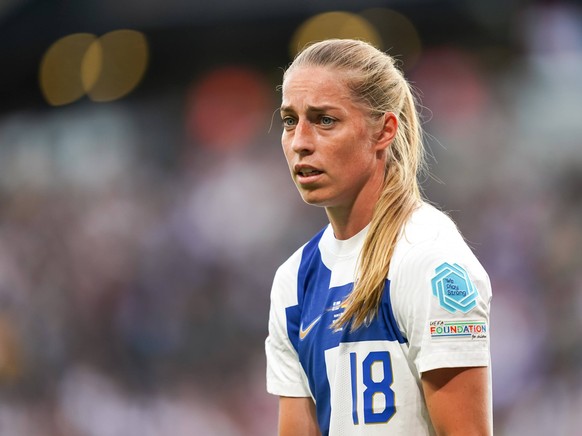 Milton Keynes, England, July 16th 2022: Portrait headshot/close up of Linda Saellstroem 18 Finland during the UEFA Womens Euro 2022 group B football match between Finland and Germany at Stadium MK in  ...