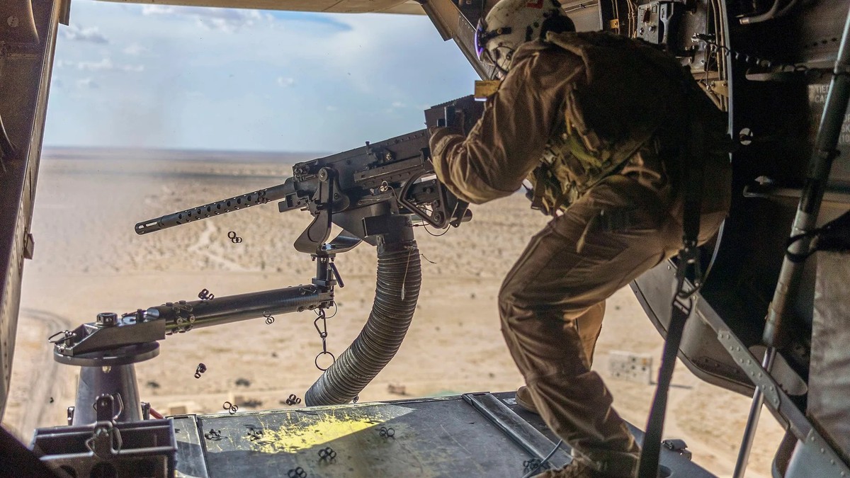 Un soldat américain à bord d'un avion Osprey de l'armée de l'air américaine lors d'un exercice (photo d'archive): le président américain Donald Trump a plusieurs options sur l ...