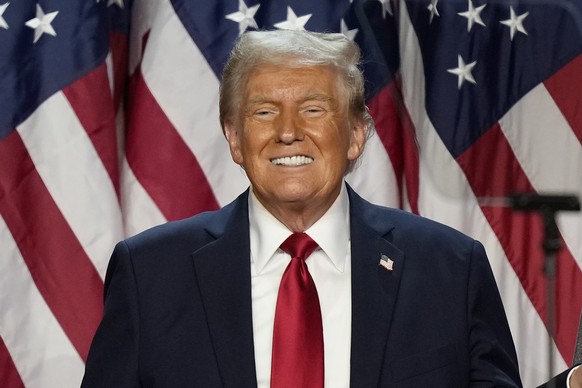 FILE - Republican presidential nominee former President Donald Trump smiles at an election night watch party early Nov. 6, 2024, in West Palm Beach, Fla. (AP Photo/Alex Brandon, File)
Donald Trump