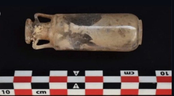 Ancient flask: Archaeologists have analyzed the nugget inside the flask.