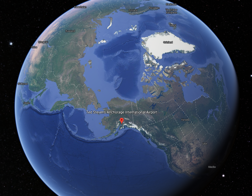 Der Ted Stevens Anchorage International Airport liegt auf dem Dach der Welt.