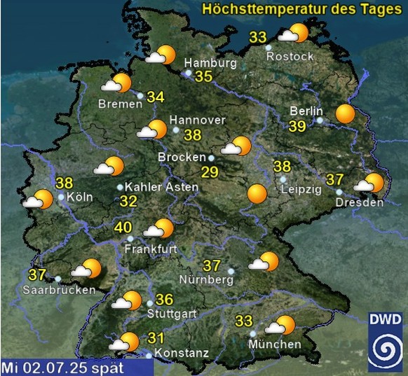 Wetterprognose Mittwoch, 2. Juli 2025 Deutschland