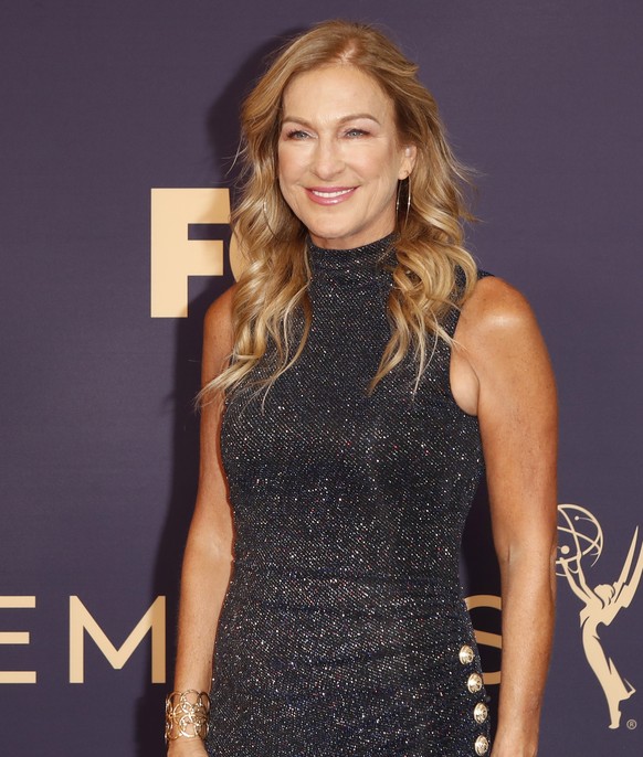 epa07862670 Deborah Dugan arrives for the 71st annual Primetime Emmy Awards ceremony held at the Microsoft Theater in Los Angeles, California, USA, 22 September 2019. The Primetime Emmys celebrate exc ...