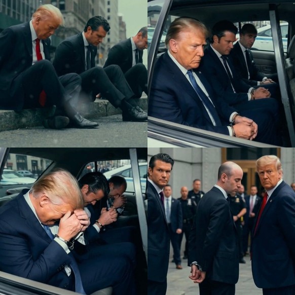 Empörung im MAGA-Lager: Trump und Co. in Handschellen.