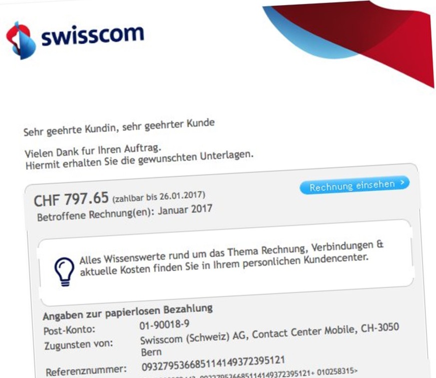 Swisscom warnt vor Fake-Rechnungen – es lauert ein Windows-Trojaner
