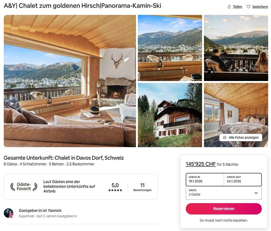 Teure WEF-Unterkünfte in Davos 2026