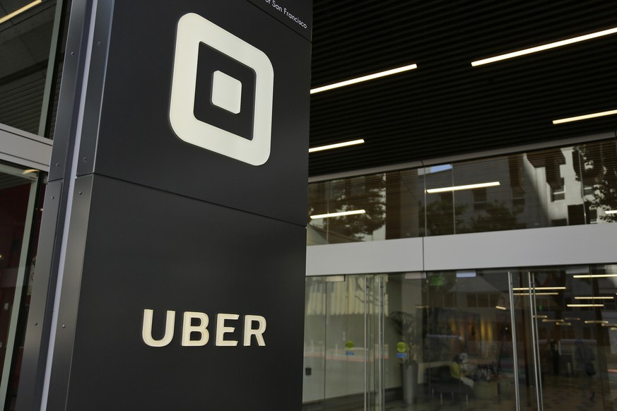 FILE - This Wednesday, June 21, 2017, file photo shows the building that houses the headquarters of Uber, in San Francisco. In a move announced Monday, Nov. 6, 2017, Uber is pledging $5 million over t ...