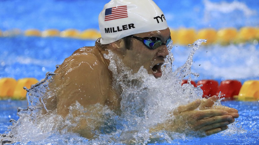 2016 Rio Olympics - Swimming - Preliminary - Men&#039;s 100m Breaststroke - Heats - Olympic Aquatics Stadium - Rio de Janeiro, Brazil - 06/08/2016. Cody Miller (USA) of USA competes. REUTERS/Dominic E ...