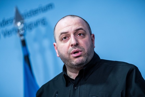 ARCHIV - 06.03.2025, Berlin: Rustem Umjerow, Verteidigungsminister der Ukraine, nimmt an einer Pressekonferenz nach einem bilateralen Gespr