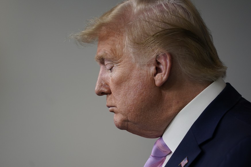 President Donald Trump speaks during a coronavirus task force briefing at the White House, Friday, April 10, 2020, in Washington. (AP Photo/Evan Vucci)
Donald Trump