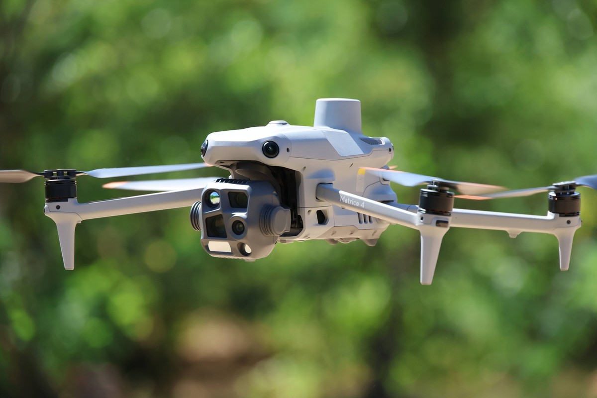 RUSSIA, ZAPOROZHYE REGION - JULY 18, 2026: A DJI Matrice 4T drone takes flight as drone pilots receive combat training with the Dnepr Group of Forces on the Zaporozhye front of Russia s special milita ...