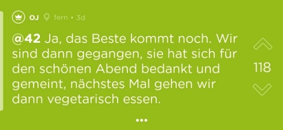 Jodler datet Vegetarierin – bei ihrer Bestellung verliert er die Lust auf mehr