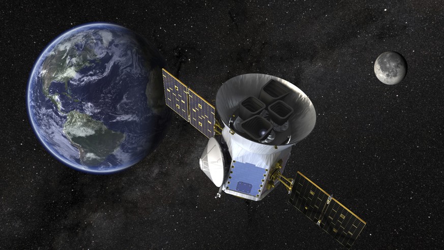 This image made available by NASA shows an illustration of the Transiting Exoplanet Survey Satellite (TESS). Scheduled for an April 2018 launch, the spacecraft will prowl for planets around the closes ...