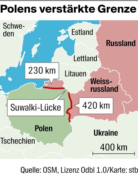 Polens verstärkte Grenze Polen Suwalki Litauen Belarus Baltikum Karte map