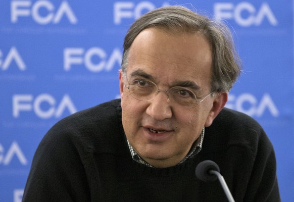 epa06902385 (FILE) - Fiat and Chrysler CEO Sergio Marchionne answers questions from the media during the Fiat Chrysler Automobiles (FCA) Investors Day at Chrysler World Headquarters in Auburn Hills, M ...