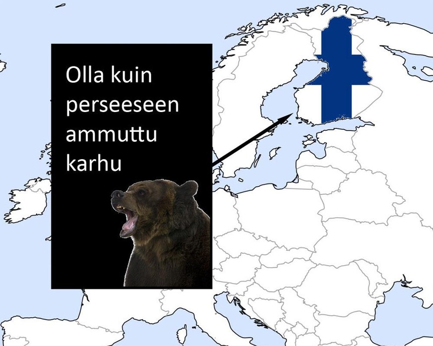 Karte: Redewendungen mit Tieren in Europa, Finnland
