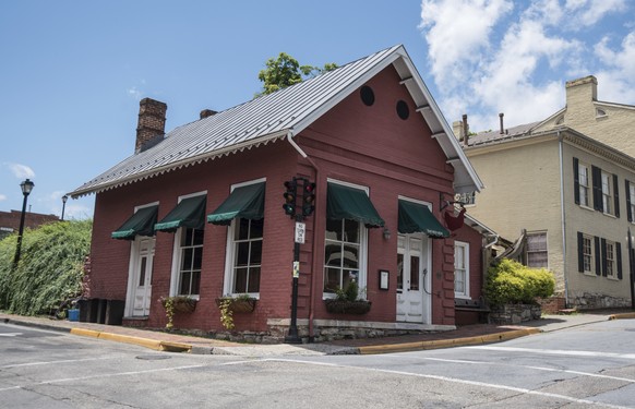 This Saturday, June 23, 2018 photo shows the Red Hen Restaurant in downtown Lexington, Va. White House press secretary Sarah Huckabee Sanders said Saturday in a tweet that she was booted from the Virg ...