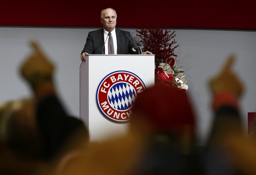 Bayern Munich&#039;s new elected President Uli Hoeness is pictured during the annual general meeting of the German Bundesliga first division soccer club in Munich, Germany, November 25, 2016. REUTERS/ ...