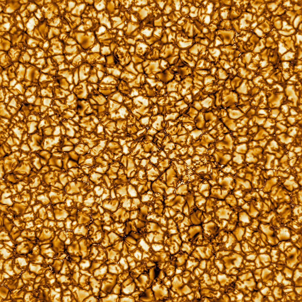Bisher höchstaufgelöstes Bild der Granulation der Sonne durch das Daniel K. Inouye Solar Telescope (DKIST). High-resolution image of the Sun's surface taken by the Daniel K. Inouye Solar Telescop ...