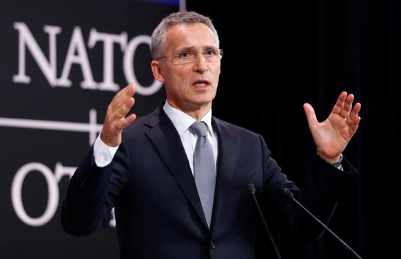 NATO Secretary-General Jens Stoltenberg addresses a news conference during a NATO defence ministers meeting at the Alliance headquarters in Brussels, Belgium, October 27, 2016. REUTERS/Francois Lenoir