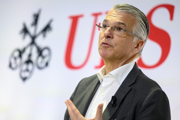 epa11079729 Group Chief Executive Officer of Swiss Bank UBS, Sergio P. Ermotti speaks during a UBS media event on the sideline of the 54th annual meeting of the World Economic Forum, WEF, in Davos, Sw ...