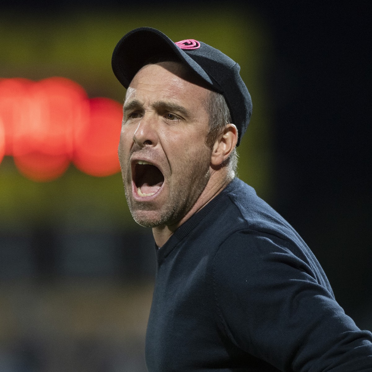 Lugano's Trainer Mattia Croci Torti, during the Super League soccer match FC Lugano against Grasshopper Club Zurich, at the Cornaredo stadium in Lugano, Thursday, September 23, 2021. (KEYSTONE/Ti ...