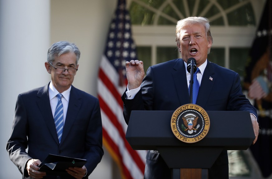 President Donald Trump announces Federal Reserve board member Jerome Powell as his nominee for the next chair of the Federal Reserve in the Rose Garden of the White House in Washington, Thursday, Nov. ...