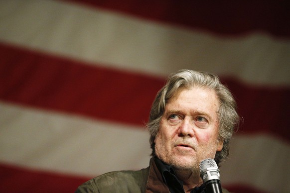 FILE - In this Dec. 5, 2017, file photo, former White House strategist Steve Bannon speaks during a Senate hopeful Roy Moore campaign rally in Fairhope Ala. The House Intelligence Committee is poised  ...