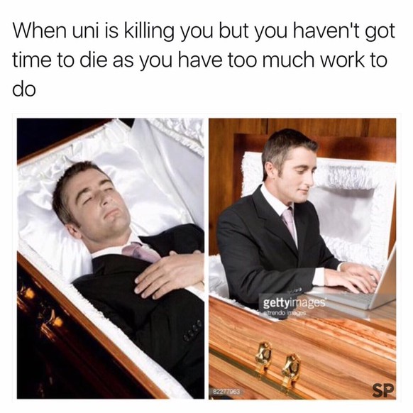 Wenn die Universität dich killt, aber du keine Zeit zum sterben hast, weil du noch so viel zu tun hast.
