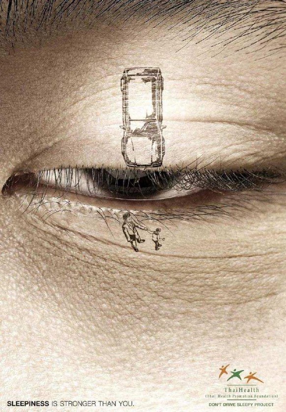 Werbung Müde Autofahren