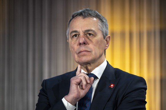 Bundesrat Ignazio Cassis, Vorsteher des Eidgenoessischen Departements fuer auswaertige Angelegenheiten EDA, an einer Pressekonferenz am International Cooperation Forum (IC Forum) in Basel, am Freitag, ...