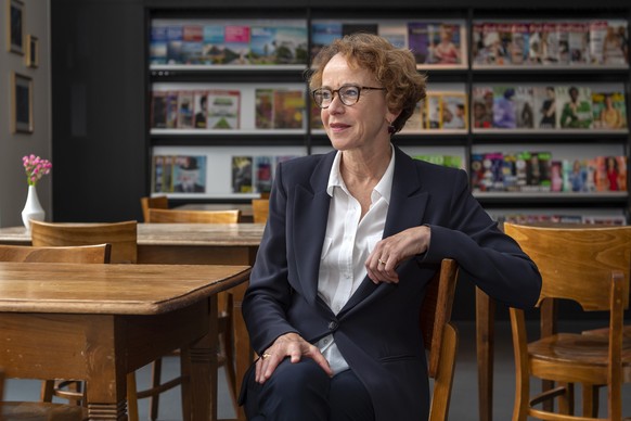 Regierungsraetin Eva Herzog an einer Medienkonferenz zu ihrer Staenderatskandidatur in Basel am Montag, 12. August 2019. (KEYSTONE/Georgios Kefalas)