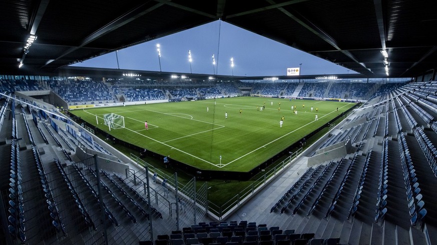 Une vue generale, lors de la premiere rencontre dans le nouveau stade de la Tuiliere a l&#039;occasion du championnat de football de Super League entre le FC Lausanne-Sport, LS, et BSC Young Boys Bern ...
