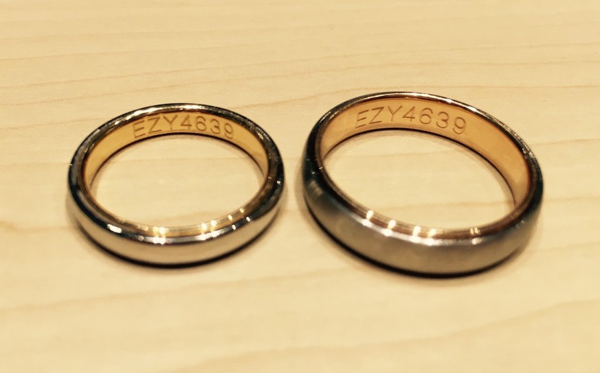 The couple met on the plane and engraved the flight number on their wedding rings.