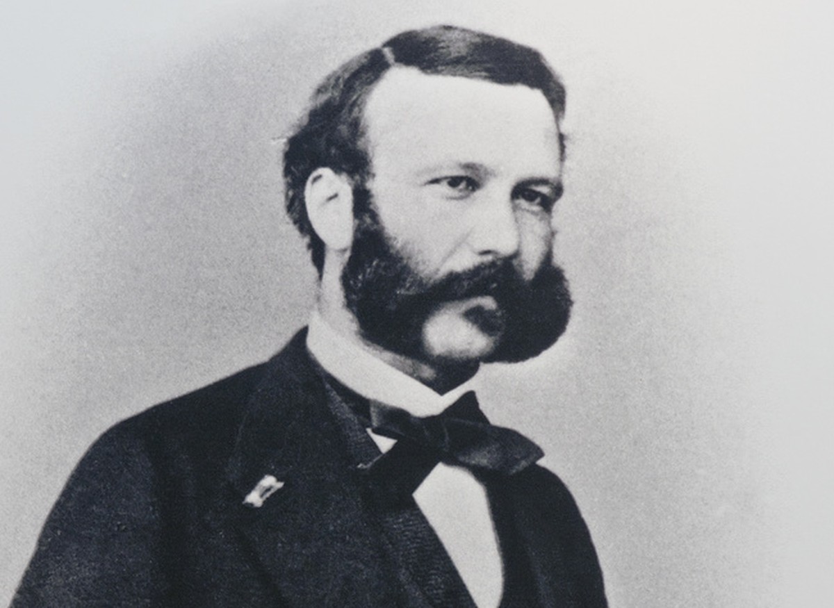 Eine Fotografie von Henry Dunant aus dem Jahr 1863, vier Jahre nach der Schlacht von Solferino, ausgestellt am Mittwoch, 18. April 2012, im Henry Dunant Museum in Heiden. Das Museum ist der Persoenlic ...