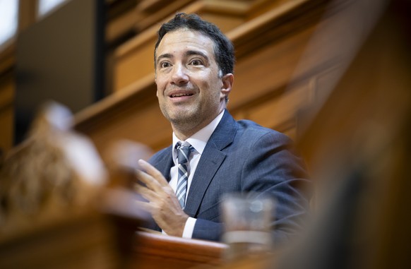 Staenderatspraesident Andrea Caroni, FDP-AR, spricht am Ende der Sommersession der Eidgenoessischen Raete, am Freitag, 20. Juni 2025 im Staenderat in Bern. (KEYSTONE/Anthony Anex)