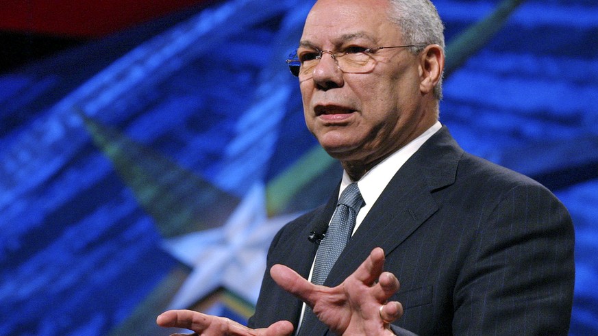 FILE - In this May 5, 2006 file photo, former Secretary of State Colin Powell gives the closing keynote at the World Congress of Information Technology in Austin, Texas. Powell, former Joint Chiefs ch ...