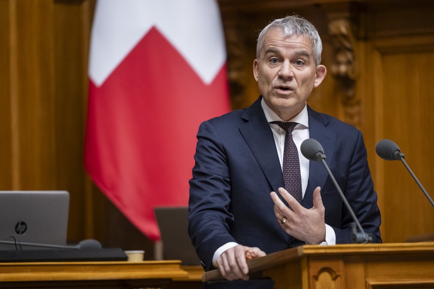 Bundesrat Beat Jans spricht zur Grossen Kammer, an der Sommersession der Eidgenoessischen Raete, am Donnerstag, 6. Juni 2024 im Nationalrat in Bern. (KEYSTONE/Alessandro della Valle)