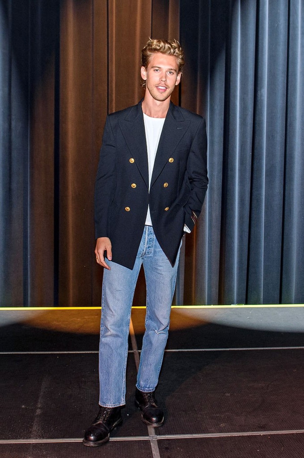 MEMPHIS, TENNESSEE - JUNE 13: Austin Butler poses for a photo during the SiriusXM Town Hall event with the cast of "Elvis" at Soundstage at Graceland on June 13, 2022 in Memphis, Tennessee.  ...