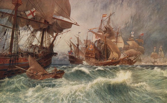 Im Gegensatz zu den schwerfälligen spanischen Kriegsschiffen waren die schlanken englischen Galeonen schnell und wendig.