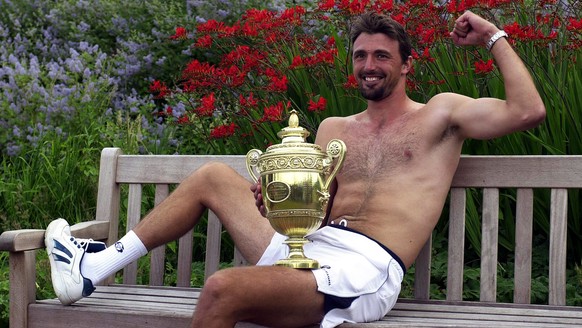 9 Jul 2001: Goran Ivanisevic of Croatia after winning the men&#039;s final during The All England Lawn Tennis Championship at Wimbledon, London. DIGITAL IMAGE Mandatory Credit: Clive Brunskill/ALLSPOR ...