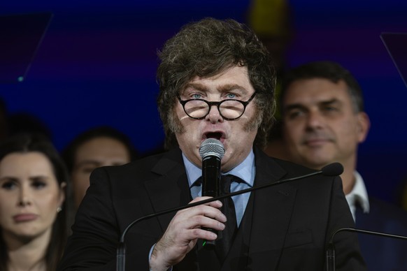 epa13132815 Argentine President Javier Milei speaks during the national convention of Brazil's Liberal Party (PL) in Sao Paulo, Brazil, 25 July 2026. The Liberal Party, led by former President Ja ...