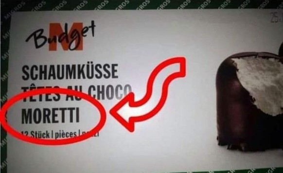 Warum der Mohrenkopf eigentlich Sadomaso-Müntschi heissen müsste
Liebe Migros
aber bei dem ganzen Schlammassel über die Mohrenköpfe....
Siehe hochgeladenes Foto eurer Schaumküsse (Budget). In der it ...