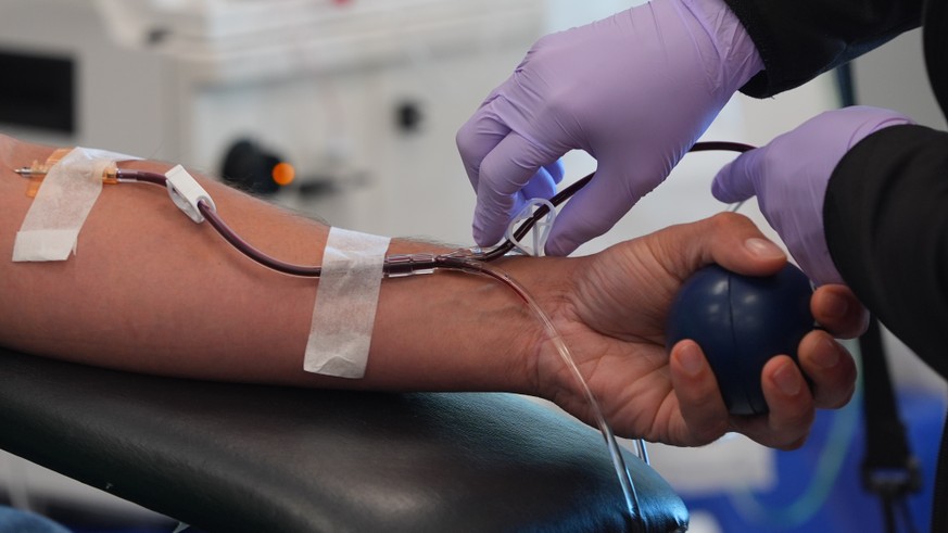 Blood is collected from a donor at a Red Cross center in Irving, Texas, Tuesday, July 28, 2026. (AP Photo/LM Otero)
Blood Donation