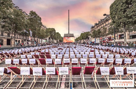 Openairkino auf den Champs-Elysées. 22. Mai 2022.